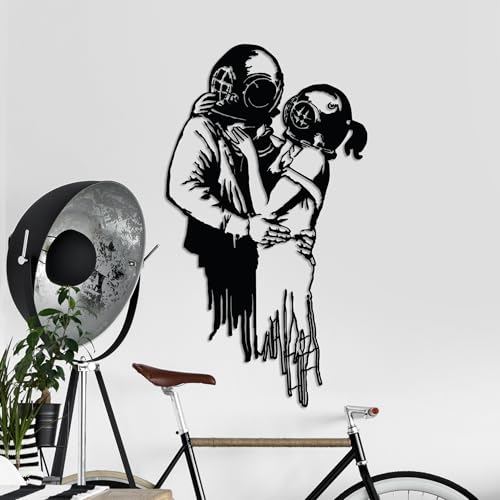 Decorative Metal Wall Accessory by Banksy, 47 x 85 cm, 100% Metal (1.5 mm), Black | Stylish Art Piece for Modern Home Decor & Gallery Walls von Hanah Home
