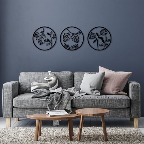 Elegant Black Decorative Metal Wall Accessory, 51 cm Diameter, 100% Metal (1.5 mm Thick) | Perfect for Modern Home Decor & Stylish Spaces von Hanah Home