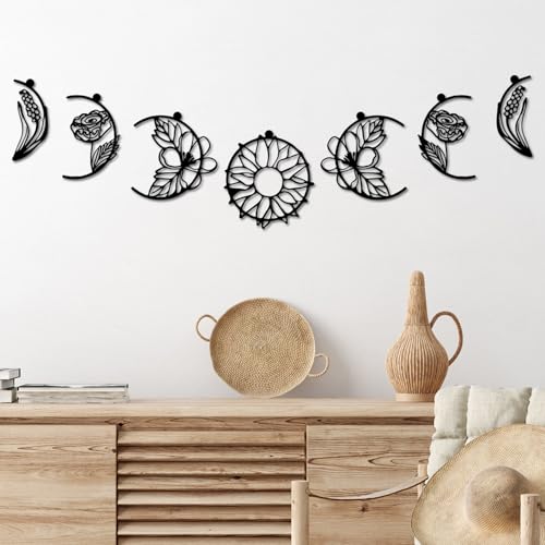 Elegant Black Decorative Metal Wall Accessory Set (7 Pieces) | 100% Metal, 1.5 mm Thick | Perfect for Home Decor, Easy Wall Hanging | Stylish & Durable von Hanah Home
