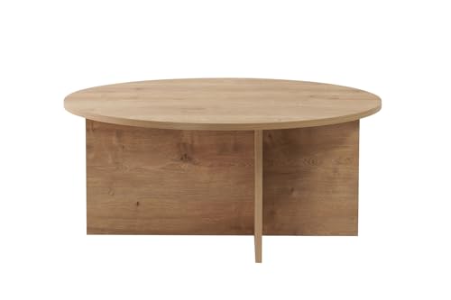 Elegant Coffee Table, Sapphire Oak, 90 x 40 x 90 cm | 100% Melamine Coated Particle Board, 18 mm Thickness | Stylish & Functional for Modern Living Spaces von Hanah Home