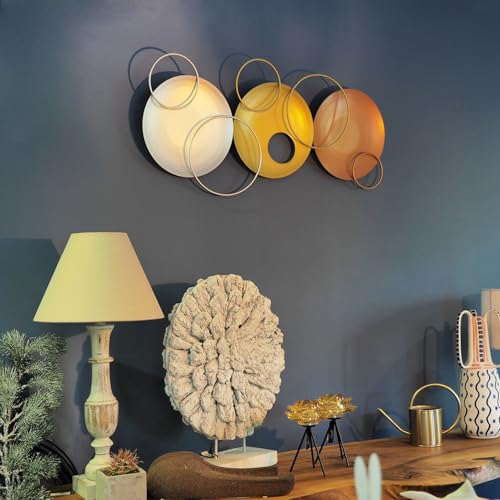 Elegant Decorative Metal Wall Accessory, 46 x 98 cm, 100% Steel (0.8 mm) | Gold, Silver & Copper Finish | Stylish Home Décor for Any Space von Hanah Home