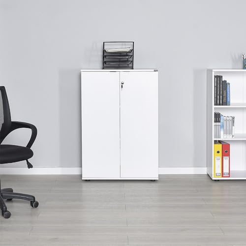 Elegant Diamond White Bookshelf, 72 cm x 109 cm x 34 cm | 100% Melamine Coated Particle Board, 16 mm Thickness | Ideal for Modern Home & Office Decor von Hanah Home