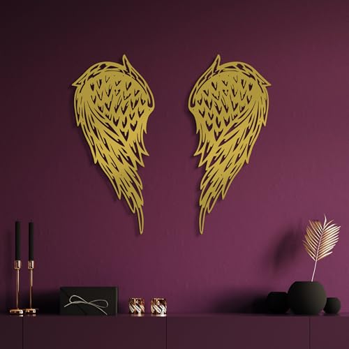 Elegant Gold Decorative Metal Wall Accessory (2 Pieces), 32 x 70 cm | 100% Metal, 1.5 mm Thickness | Perfect for Modern Home Decor & Stylish Spaces von Hanah Home