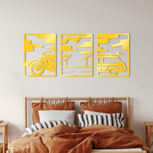 Elegant Gold Decorative Metal Wall Accessory (3 Pieces), 53 x 40 cm, 1.5 mm Thickness | Stylish Home Decor for Living Room & Office | Modern Design von Hanah Home