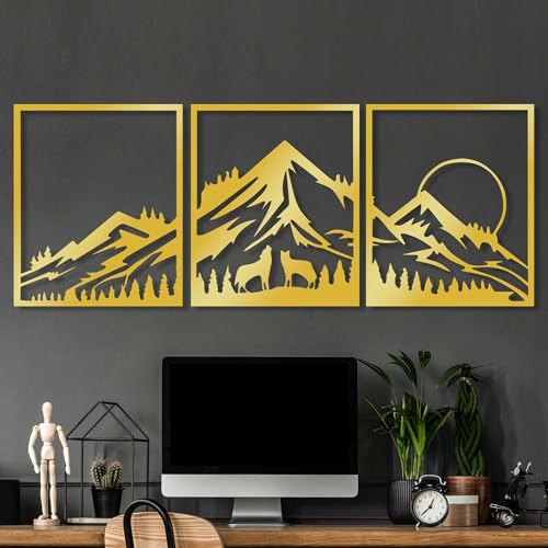 Elegant Gold Decorative Metal Wall Accessory (3 Pieces), 58 x 70 cm | Durable 1.5 mm Metal Body | Perfect for Modern Home Decor & Stylish Interiors von Hanah Home