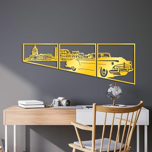 Elegant Gold Decorative Metal Wall Accessory Set (3 Pieces) | 1.5 mm Thickness | Sizes: 26x37cm, 35x39cm, 43x40cm | Perfect for Modern Home Decor von Hanah Home