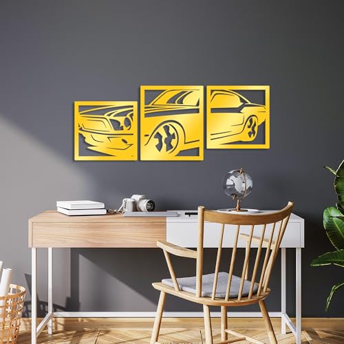 Elegant Gold Decorative Metal Wall Accessory Set (3 Pieces) | 1.5 mm Thickness | Sizes: 37x40, 47x40, 40x40 cm | Perfect for Modern Home Decor von Hanah Home