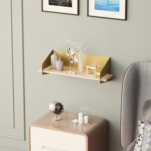 Elegant Gold Wall Shelf, 60 x 20 x 19 cm | 100% Wooden with 1.5 mm Metal Frame | Stylish Storage Solution for Modern Home Decor Elegant Gold Wall Shelf, 60 x 20 x 19 cm | 100% Wooden with 1.5 mm Metal Frame | Stylish Storage Solution for Modern Home Decor von Hanah Home