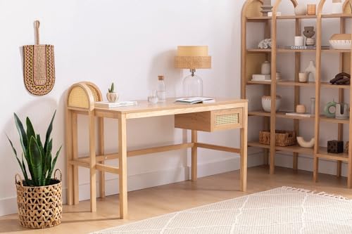 Elegant Study Desk, 130 cm, 100% Ash Wood Body, Melamine Coated Top & Drawer, Natural Finish | Perfect for Home Office & Study Spaces Elegant Study Desk, 130 cm, 100% Ash Wood Body, Melamine Coated Top & Drawer, Natural Finish | Perfect for Home Office & Study Spaces von Hanah Home