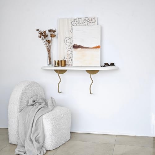 Elegant Wall Shelf, 99 cm x 22 cm, 100% Solid Wood & Metal Frame, Gold & White Finish | Stylish Storage Solution for Modern Home Décor Elegant Wall Shelf, 99 cm x 22 cm, 100% Solid Wood & Metal Frame, Gold & White Finish | Stylish Storage Solution for Modern Home Décor von Hanah Home