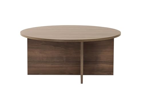 Elegant Walnut Coffee Table, 90 x 90 x 40 cm | 100% Melamine Coated Particle Board, 18 mm Thick | Stylish & Functional for Modern Living Spaces von Hanah Home