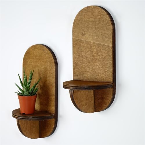 Elegant Walnut Wall Shelf (2 Pieces), 13 x 26 x 9 cm | 100% Plywood, 8 mm Thickness | Stylish Storage Solution for Modern Home Decor von Hanah Home