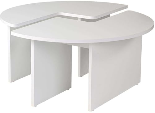 Hanah Home Elegant Coffee Table, Natural White, Ø90 cm x 41 cm | 100% Melamine Coated Particle Board, 18 mm Thick | Stylish & Functional for Modern Living Spaces von Hanah Home