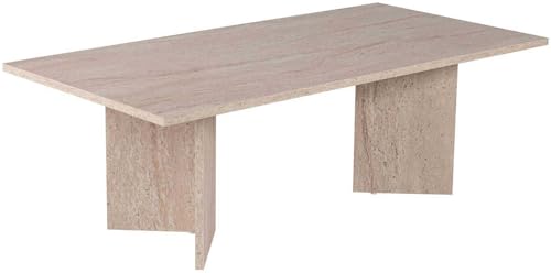 Hanah Home Elegant Coffee Table, Travertine Color, 18 mm Thick | 100% Melamine Coated Particle Board | Stylish Addition for Modern Living Rooms & Spaces Hanah Home Elegant Coffee Table, Travertine Color, 18 mm Thick | 100% Melamine Coated Particle Board | Stylish Addition for Modern Living Rooms & Spaces von Hanah Home