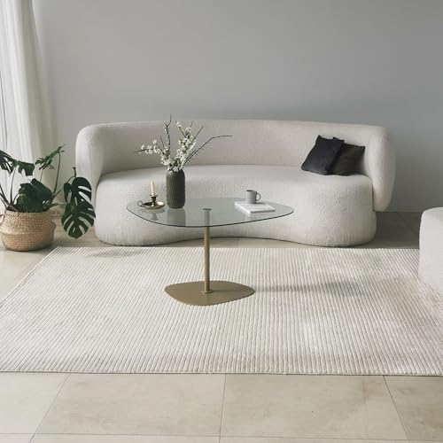 Hanah Home Elegant Coffee Table with Tempered Glass Top, 85 x 67 x 40 cm, Gold Metal Legs, Disassembled Design | Stylish & Modern for Living Room Decor Hanah Home Elegant Coffee Table with Tempered Glass Top, 85 x 67 x 40 cm, Gold Metal Legs, Disassembled Design | Stylish & Modern for Living Room Decor von Hanah Home