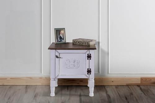 Hanah Home Elegant White Nightstand with Spruce Top & Hornbeam Legs, 50 x 40 x 52 cm | 100% MDF, 10 mm Thickness | Perfect for Modern Bedrooms & Living Spaces von Hanah Home