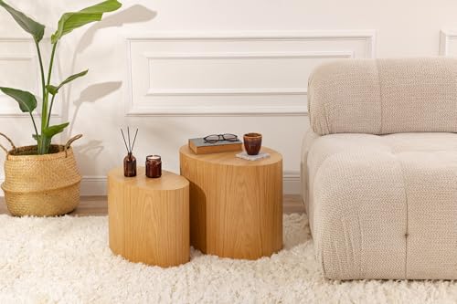 Side Table Set, Oak, 49 x 41 x 40 | Made from 100% MDF, Natural Oak Wood Coating | Perfect for Modern Home Office & Study Spaces, Elegant and Functional Design Side Table Set, Oak, 49 x 41 x 40 | Made from 100% MDF, Natural Oak Wood Coating | Perfect for Modern Home Office & Study Spaces, Elegant and Functional Design von Hanah Home