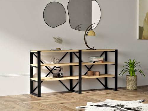 Hanah Home Industrial Bookshelf, Sapphire & Black, 133.2 cm | 100% Melamine Coated Particle Board, 18 mm Thick | Wall-Mountable, Multiple Shelves, Stylish Storage Solution Hanah Home Industrial Bookshelf, Sapphire & Black, 133.2 cm | 100% Melamine Coated Particle Board, 18 mm Thick | Wall-Mountable, Multiple Shelves, Stylish Storage Solution von Hanah Home