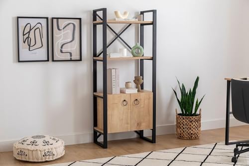 Hanah Home Industrial Bookshelf, Sapphire & Black, 64 x 160 x 32 cm | 100% Melamine Coated Particle Board, 18 mm Thick, Sturdy Metal Frame | Stylish Storage Solution for Modern Spaces Hanah Home Industrial Bookshelf, Sapphire & Black, 64 x 160 x 32 cm | 100% Melamine Coated Particle Board, 18 mm Thick, Sturdy Metal Frame | Stylish Storage Solution for Modern Spaces von Hanah Home