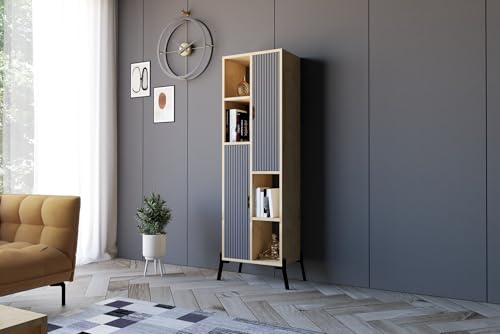 Hanah Home Industrial Bookshelf with Iron Legs, Sapphire Oak & Anthracite, 48.2 x 160 x 30 cm | 100% Melamine Coated, 18 mm Thick | Stylish Storage Solution for Modern Spaces Hanah Home Industrial Bookshelf with Iron Legs, Sapphire Oak & Anthracite, 48.2 x 160 x 30 cm | 100% Melamine Coated, 18 mm Thick | Stylish Storage Solution for Modern Spaces von Hanah Home
