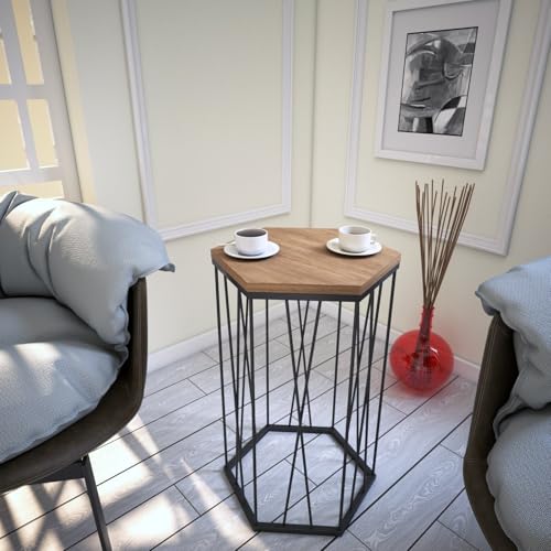 Hanah Home Industrial Side Table with Metal Legs, Dark Oak & Black, 40 x 62 x 35 cm | 100% Melamine Coated Particle Board, 18 mm Thick | Perfect for Hotel & Modern Spaces Hanah Home Industrial Side Table with Metal Legs, Dark Oak & Black, 40 x 62 x 35 cm | 100% Melamine Coated Particle Board, 18 mm Thick | Perfect for Hotel & Modern Spaces von Hanah Home