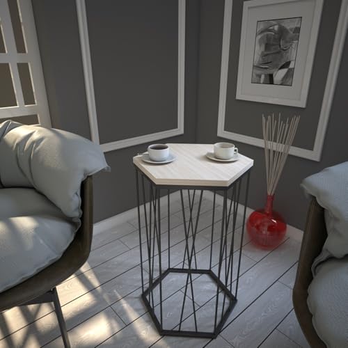 Hanah Home Industrial Side Table with Metal Legs, Oak & Black, 40 x 62 x 35 cm | 100% Melamine Coated Particle Board, 18 mm Thick | Perfect for Hotel & Modern Spaces Hanah Home Industrial Side Table with Metal Legs, Oak & Black, 40 x 62 x 35 cm | 100% Melamine Coated Particle Board, 18 mm Thick | Perfect for Hotel & Modern Spaces von Hanah Home