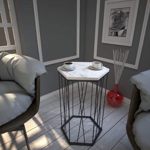 Hanah Home Industrial Side Table with Metal Legs, White & Black, 40 x 62 x 35 cm | 100% Melamine Coated Particle Board, 18 mm Thick | Perfect for Hotel & Modern Spaces Hanah Home Industrial Side Table with Metal Legs, White & Black, 40 x 62 x 35 cm | 100% Melamine Coated Particle Board, 18 mm Thick | Perfect for Hotel & Modern Spaces von Hanah Home