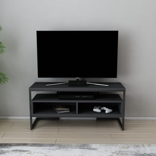 Hanah Home Industrial TV Stand, Black & Anthracite, 110 cm x 35 cm x 49.9 cm | 100% Melamine Coated Particle Board, 18 mm Thick | Stylish & Durable Design for Modern Living Rooms Hanah Home Industrial TV Stand, Black & Anthracite, 110 cm x 35 cm x 49.9 cm | 100% Melamine Coated Particle Board, 18 mm Thick | Stylish & Durable Design for Modern Living Rooms von Hanah Home