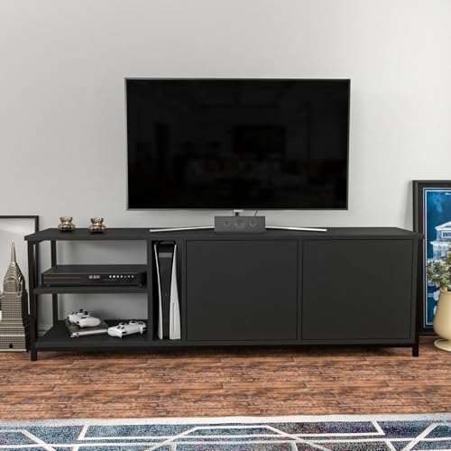 Hanah Home Industrial TV Stand, Black & Anthracite, 160 cm x 35.3 cm x 50.8 cm | 100% Melamine Coated Particle Board, 18 mm Thick | Stylish & Durable Design for Modern Living Rooms Hanah Home Industrial TV Stand, Black & Anthracite, 160 cm x 35.3 cm x 50.8 cm | 100% Melamine Coated Particle Board, 18 mm Thick | Stylish & Durable Design for Modern Living Rooms von Hanah Home