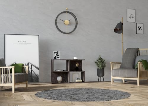 Hanah Home Modern Anthracite Side Table, 70 cm x 50 cm x 20 cm | 100% Melamine Coated Particle Board, 18 mm Thick | Wall-Mountable with Extra Storage & Shelves von Hanah Home