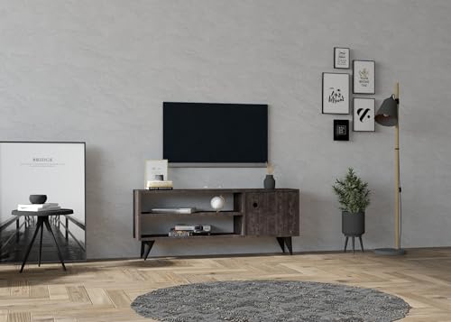 Hanah Home Modern Anthracite TV Unit, 120 cm | 100% Melamine Coated Particle Board, 18 mm Thick | Wall-Mountable, Extra Storage & Shelves | Stylish & Functional Design Hanah Home Modern Anthracite TV Unit, 120 cm | 100% Melamine Coated Particle Board, 18 mm Thick | Wall-Mountable, Extra Storage & Shelves | Stylish & Functional Design von Hanah Home