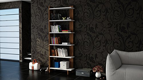Hanah Home Modern Bookshelf, White & Walnut, 46.8 x 170 x 21.3 cm | 100% Melamine Coated Particle Board, 18 mm Thick | Wall-Mountable, Stylish & Functional Design Hanah Home Modern Bookshelf, White & Walnut, 46.8 x 170 x 21.3 cm | 100% Melamine Coated Particle Board, 18 mm Thick | Wall-Mountable, Stylish & Functional Design von Hanah Home