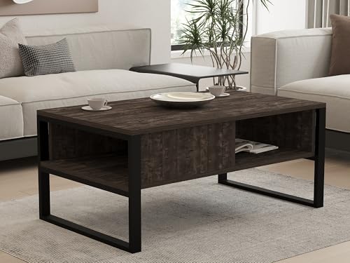 Hanah Home Modern Coffee Table with Wall-Mount Option, Anthracite, 100 cm x 60 cm x 43.8 cm | 100% Melamine Coated Particle Board, 18 mm Thick | Stylish & Functional Design with Multiple Shelves Hanah Home Modern Coffee Table with Wall-Mount Option, Anthracite, 100 cm x 60 cm x 43.8 cm | 100% Melamine Coated Particle Board, 18 mm Thick | Stylish & Functional Design with Multiple Shelves von Hanah Home
