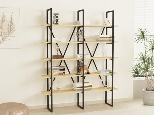 Hanah Home Modern Industrial Bookshelf, Sapphire & Black, 126 x 160 x 26 cm | 100% Melamine Coated Particle Board, 100% Metal Frame | Wall-Mountable, Stylish Storage Solution Hanah Home Modern Industrial Bookshelf, Sapphire & Black, 126 x 160 x 26 cm | 100% Melamine Coated Particle Board, 100% Metal Frame | Wall-Mountable, Stylish Storage Solution von Hanah Home
