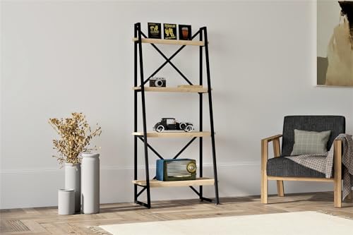Hanah Home Modern Industrial Bookshelf, Sapphire & Black, 66 x 150 x 32 cm | 100% Melamine Coated Particle Board, 30 mm Thick, Metal Frame | Wall-Mountable Design Hanah Home Modern Industrial Bookshelf, Sapphire & Black, 66 x 150 x 32 cm | 100% Melamine Coated Particle Board, 30 mm Thick, Metal Frame | Wall-Mountable Design von Hanah Home