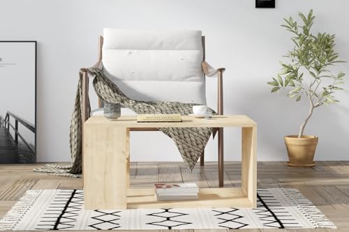 Hanah Home Modern Oak Coffee Table, 80 x 50 x 40 cm | 100% Melamine Coated Particle Board, 18 mm | Wall-Fixable, Extra Storage, Scandinavian Design Hanah Home Modern Oak Coffee Table, 80 x 50 x 40 cm | 100% Melamine Coated Particle Board, 18 mm | Wall-Fixable, Extra Storage, Scandinavian Design von Hanah Home
