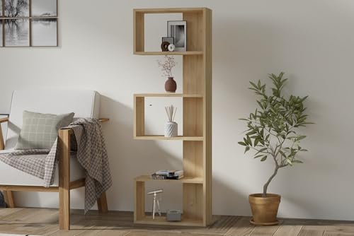 Hanah Home Modern Scandinavian Bookshelf, Sapphire Oak, 51.8 x 150 cm | 100% Melamine Coated Particle Board, 18 mm Thick | Wall-Mountable, Stylish & Functional Design Hanah Home Modern Scandinavian Bookshelf, Sapphire Oak, 51.8 x 150 cm | 100% Melamine Coated Particle Board, 18 mm Thick | Wall-Mountable, Stylish & Functional Design von Hanah Home