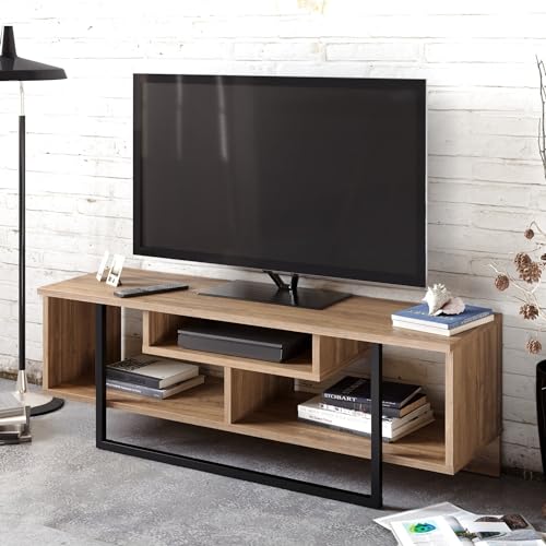 Hanah Home Modern TV Stand with Wall-Mount Option, Walnut & Black, 119.4 x 40.2 x 35.2 cm | 100% Melamine Coated, 18 mm Thick | Stylish Storage Solution for Any Room Hanah Home Modern TV Stand with Wall-Mount Option, Walnut & Black, 119.4 x 40.2 x 35.2 cm | 100% Melamine Coated, 18 mm Thick | Stylish Storage Solution for Any Room von Hanah Home