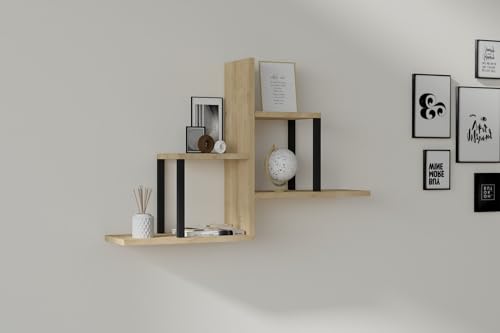 Hanah Home Modern Wall Shelf, Sapphire Oak, 60 x 90 x 20 cm | 100% Melamine Coated Particle Board, 18 mm Thick | Stylish & Functional for Industrial & Scandinavian Decor Hanah Home Modern Wall Shelf, Sapphire Oak, 60 x 90 x 20 cm | 100% Melamine Coated Particle Board, 18 mm Thick | Stylish & Functional for Industrial & Scandinavian Decor von Hanah Home