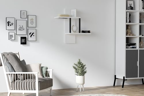 Hanah Home Modern Wall Shelf, White, 40 x 60 x 20 cm | 100% Melamine Coated Particle Board, 18 mm Thick | Stylish & Functional Storage Solution for Any Room von Hanah Home