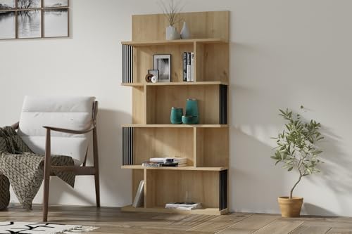 Hanah Home Sapphire Bookshelf, 80 cm x 160 cm x 21.8 cm | 100% Melamine Coated Particle Board, 18 mm Thick | Wall-Mountable, Stylish Storage Solution for Modern Spaces von Hanah Home