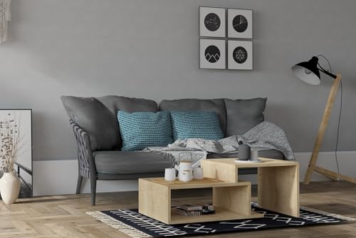 Hanah Home Sapphire Coffee Table, 80 x 50 x 40 cm | 100% Melamine Coated Particle Board, 18 mm Thick | Stylish & Durable for Modern Living Spaces Hanah Home Sapphire Coffee Table, 80 x 50 x 40 cm | 100% Melamine Coated Particle Board, 18 mm Thick | Stylish & Durable for Modern Living Spaces von Hanah Home