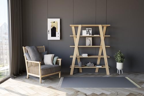 Hanah Home Scandinavian Bookshelf, Sapphire Oak, 120 x 150 x 25 cm | 100% Melamine Coated Particle Board, 18 mm Thick | Stylish Storage with Numerous Shelves von Hanah Home