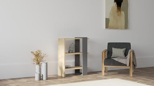 Hanah Home Scandinavian Style Bookshelf, Anthracite & Oak, 51.8 x 70 x 25 cm | 100% Melamine Coated Particle Board, 18 mm Thick | Elegant Storage Solution for Modern Homes Hanah Home Scandinavian Style Bookshelf, Anthracite & Oak, 51.8 x 70 x 25 cm | 100% Melamine Coated Particle Board, 18 mm Thick | Elegant Storage Solution for Modern Homes von Hanah Home