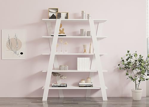 Hanah Home Scandinavian Style Bookshelf, White, 120 x 150 x 25 cm | 100% Melamine Coated Particle Board, 18 mm Thick | Numerous Shelves for Additional Storage von Hanah Home