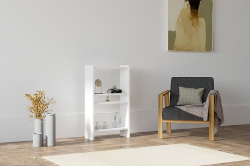 Hanah Home Scandinavian Style Bookshelf, White, 52.4 x 90 x 22 cm | 100% Melamine Coated Particle Board, 18 mm Thick | Wall-Mountable, Multiple Shelves, Elegant Storage Solution Hanah Home Scandinavian Style Bookshelf, White, 52.4 x 90 x 22 cm | 100% Melamine Coated Particle Board, 18 mm Thick | Wall-Mountable, Multiple Shelves, Elegant Storage Solution von Hanah Home