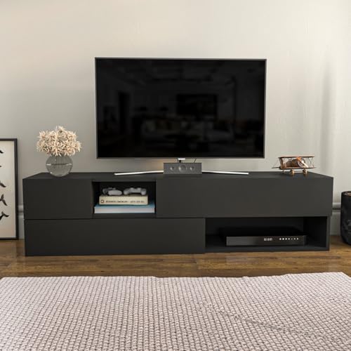 Hanah Home Scandinavian TV Stand, Anthracite, 160 x 37.7 x 40 cm | 100% Melamine Coated Particle Board, 18 mm Thick | Stylish & Functional for Modern Living Rooms Hanah Home Scandinavian TV Stand, Anthracite, 160 x 37.7 x 40 cm | 100% Melamine Coated Particle Board, 18 mm Thick | Stylish & Functional for Modern Living Rooms von Hanah Home