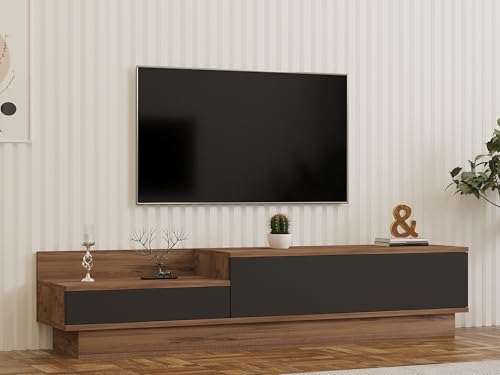 Hanah Home Scandinavian TV Stand, Atlantic Pine & Anthracite, 160 x 35 x 35 cm | 100% Melamine Coated, 18 mm Thick | Stylish Design with Additional Storage & Shelves Hanah Home Scandinavian TV Stand, Atlantic Pine & Anthracite, 160 x 35 x 35 cm | 100% Melamine Coated, 18 mm Thick | Stylish Design with Additional Storage & Shelves von Hanah Home
