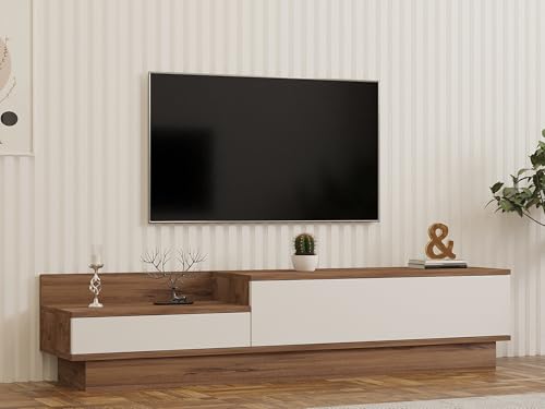 Hanah Home Scandinavian TV Stand, Atlantic Pine & White, 160 x 35 x 35 cm | 100% Melamine Coated Particle Board, 18 mm Thick | Stylish Design with Extra Storage Hanah Home Scandinavian TV Stand, Atlantic Pine & White, 160 x 35 x 35 cm | 100% Melamine Coated Particle Board, 18 mm Thick | Stylish Design with Extra Storage von Hanah Home