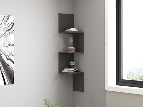 Hanah Home Scandinavian Wall Shelf, Anthracite, 105.4 x 25 x 25 cm | 100% Melamine Coated Particle Board, 18 mm Thick | Stylish & Functional Storage Solution Hanah Home Scandinavian Wall Shelf, Anthracite, 105.4 x 25 x 25 cm | 100% Melamine Coated Particle Board, 18 mm Thick | Stylish & Functional Storage Solution von Hanah Home